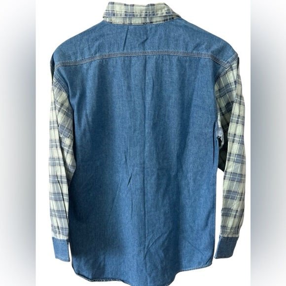 NWT Vintage Canyon River Blues Plaid Checkered Cotton Denim ButtonUp Long Sleeve - Picture 2 of 5